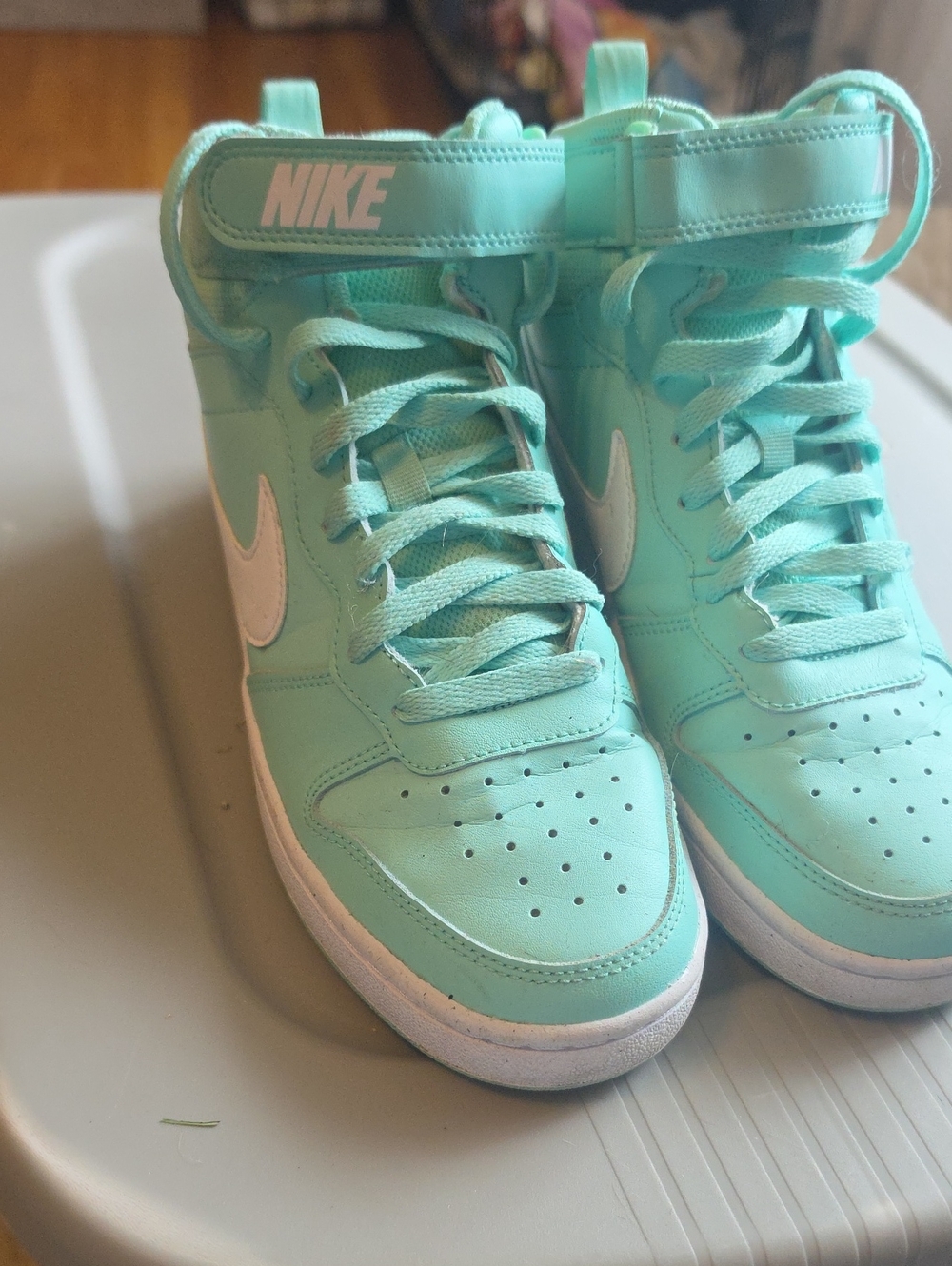 Nike Women's High-Top Sneakers in Mint Green with White Swoosh